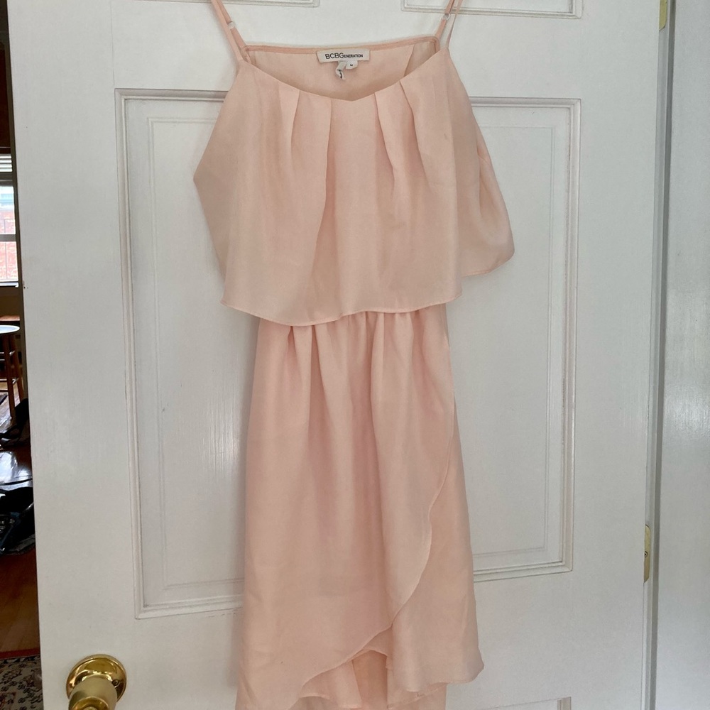 BCBG Generation Flounce Back Dress Pink Pearl M